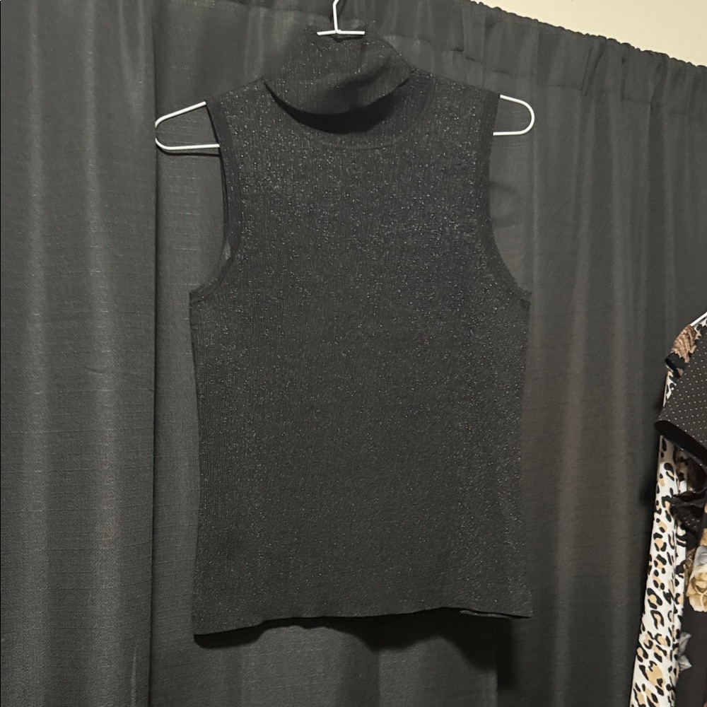 EVIE Black Sleeveless Turtleneck Tank Top